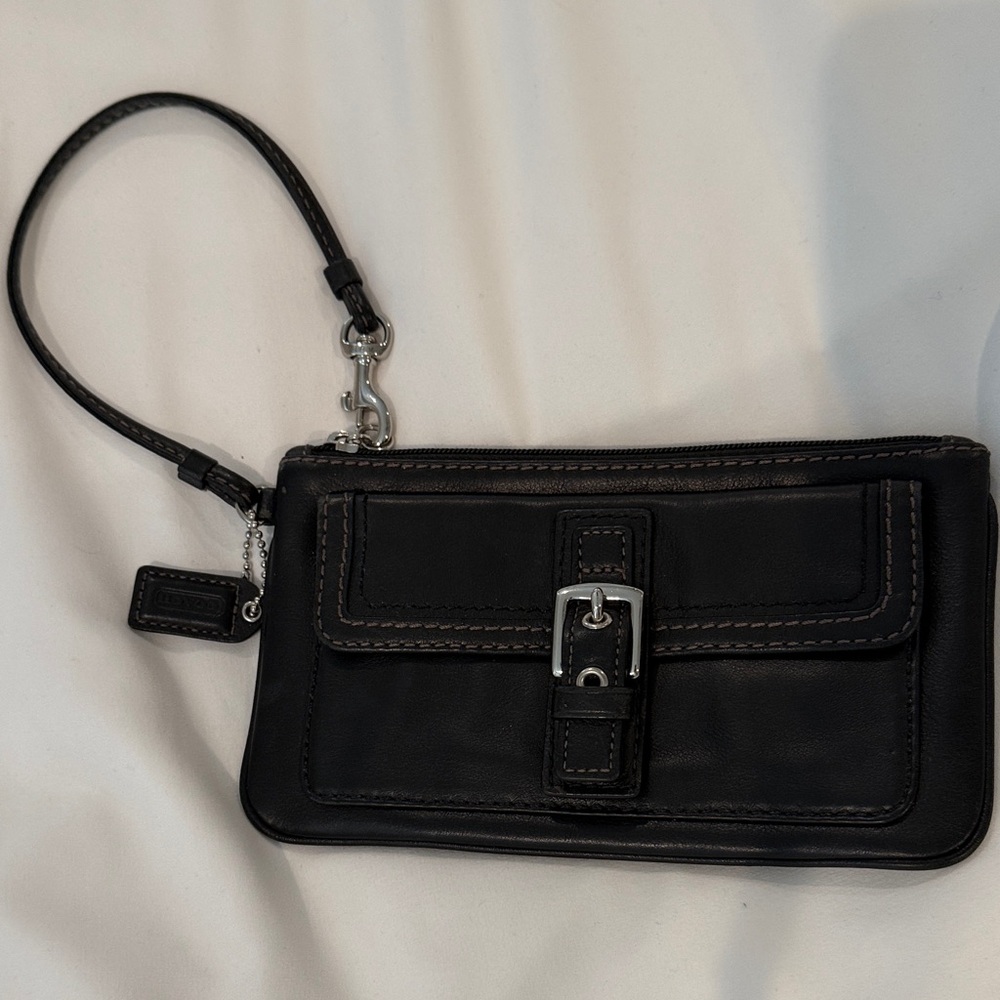 Coach Black Leather Wristlet